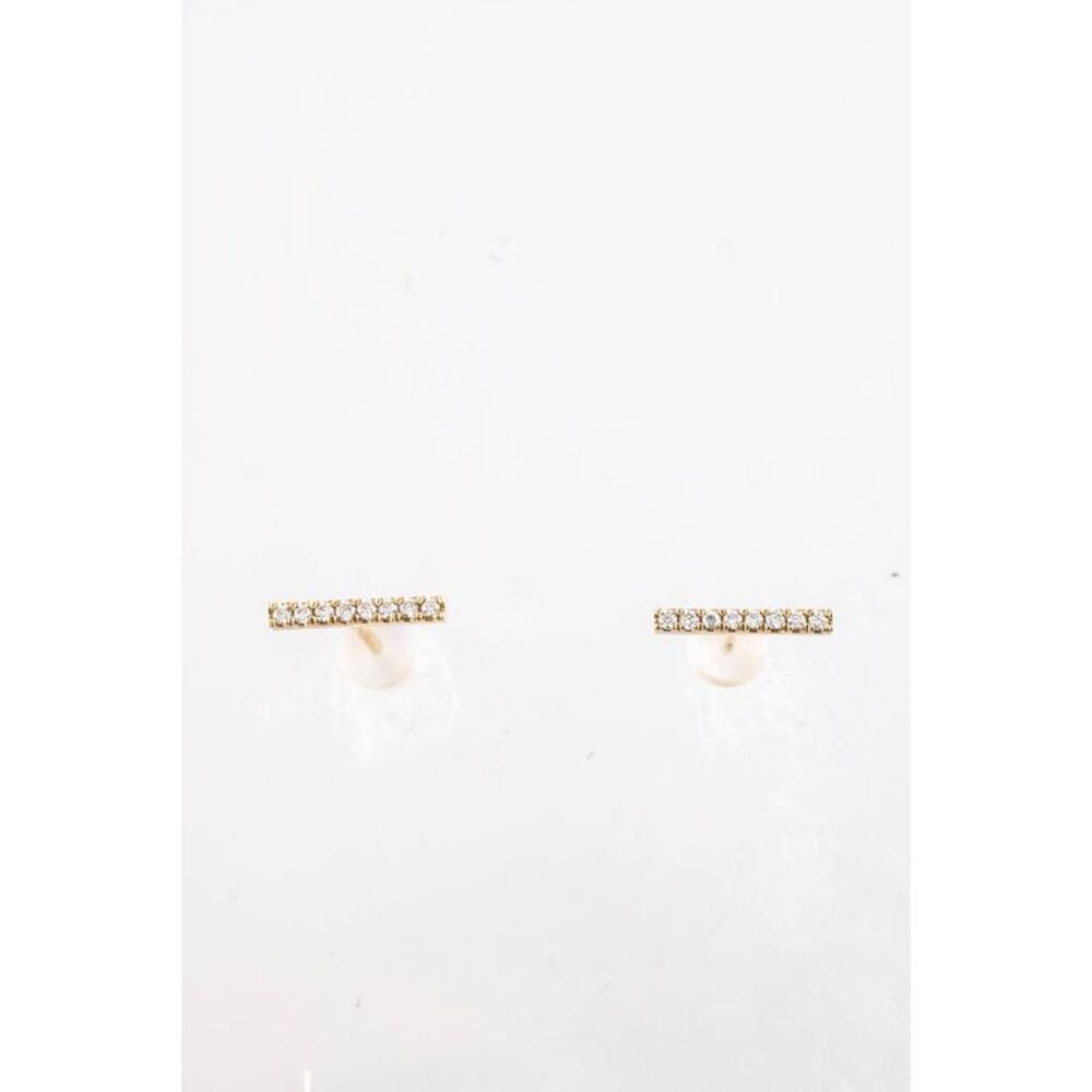 Designer Womens 18 KT Yellow Gold Diamond Short Bar Stud Earrings